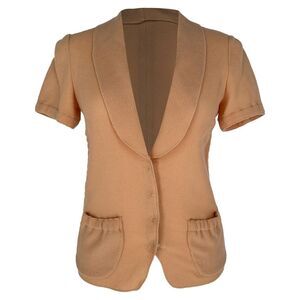 Bottega Veneta Short-Sleeve Blazer in Beige Wool